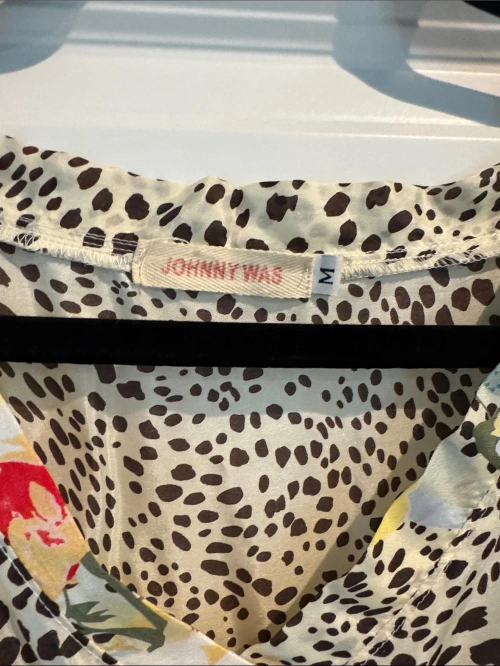 Johnny Was Cream Tunic with Red & Yellow Floral Accents - Picture 2 of 3
